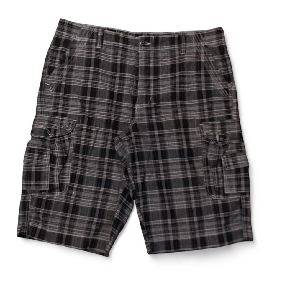 Route 66 black grey check cargo shorts cotton vtg y2k baggy Men's 40(39x14.5)